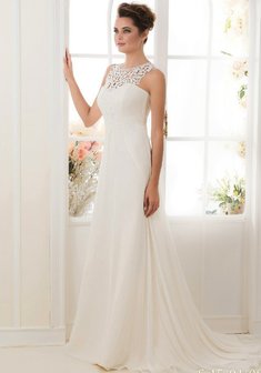 Свадебное платье Р52933. С прямой юбкой, длинное со шлейфом.