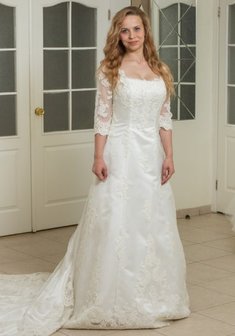 Свадебное платье Ф53066. А-силуэт, длинное со шлейфом.